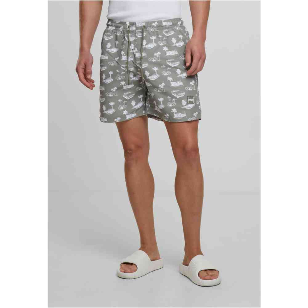 Urban Classics - Pattern Swim shorts - Brown/White